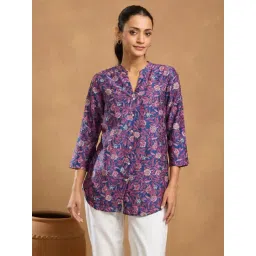 Fabindia Blue Cotton Silk Hand Block Printed Tunic-picture-41