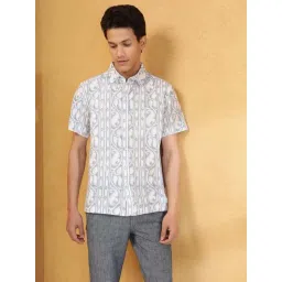 Fabindia Blue Cotton Straight Fit Printed Shirts-picture-34