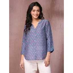 Fabindia Blue Print Shirt-picture-29