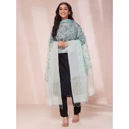 Fabindia Blue Printed Dupatta-picture-42
