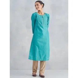 Fabindia Blue Regular Fit Embroidered Kurtas-picture-46