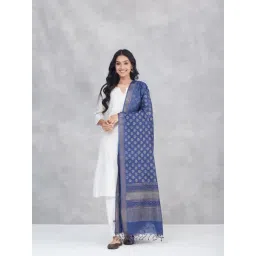 Fabindia Blue Regular Fit Printed Dupatta-picture-20