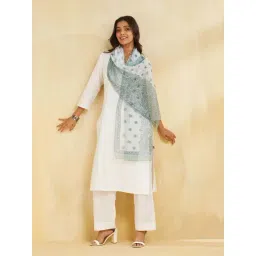 Fabindia Blue Regular Fit Printed Stole-picture-27