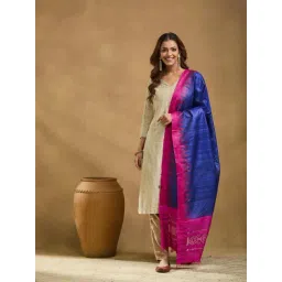 Fabindia Blue Silk Ikat Dupatta-picture-30