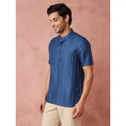 Fabindia Blue Slim Fit Dobby Shirt image 3
