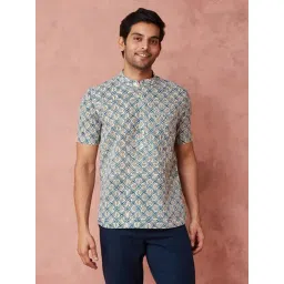 Fabindia Blue Slim Fit Printed Shirt-picture-17