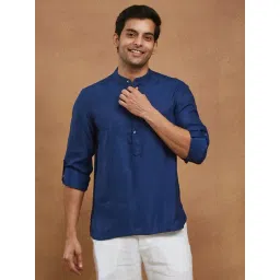 Fabindia Blue Slim Fit Woven Design Shirt-picture-15