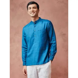 Fabindia Blue Slim Fit Woven Design Shirt-picture-19