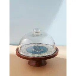 Fabindia Blue Wood Cake Stand with Cloche-picture-42