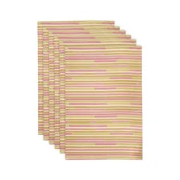 Fabindia Bougainvillea Pink & Beige 6 Pieces Striped Cotton Table Placemats-picture-25