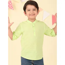 Fabindia Boys Band Collar Chikankari Cotton Straight Kurta-picture-21