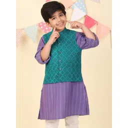 Fabindia Boys Block Printed Pure Cotton Nehru Jacket-picture-22