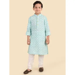 Fabindia Boys Block Printed Thread Work Cotton Straight Kurta-picture-18