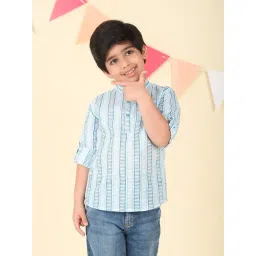 Fabindia Boys Blue Cotton Hand Block Printed Short Kurta-picture-36