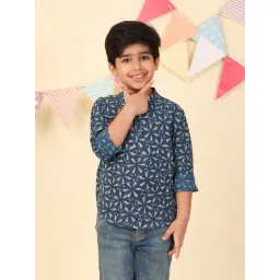 Fabindia Boys Blue Cotton Printed Kurta-picture-18