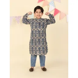 Fabindia Boys Blue Cotton Printed Kurta-picture-15