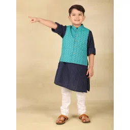 Fabindia Boys Blue Cotton Printed Kurta-picture-14
