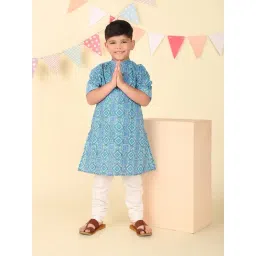 Fabindia Boys Blue Cotton Printed Kurta-picture-24