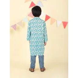 Fabindia Boys Blue Cotton Printed Kurta image 2