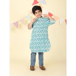 Fabindia Boys Blue Cotton Printed Kurta image 1
