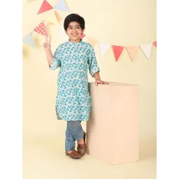 Fabindia Boys Blue Cotton Printed Kurta image 5