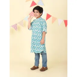 Fabindia Boys Blue Cotton Printed Kurta image 3