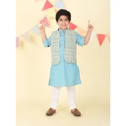Fabindia Boys Blue Cotton Printed Kurta Sets-picture-30