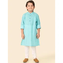Fabindia Boys Ethnic Motifs Printed Band Collar Pure Cotton Straight Kurta-picture-39