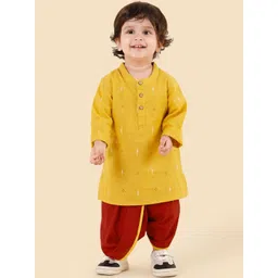 Fabindia Boys Ethnic Motifs Printed Cotton Kurta with Dhoti Pants-image-17