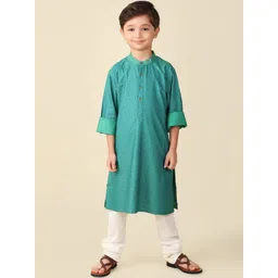 Fabindia Boys Floral Printed Mandarin Collar Straight Kurta-picture-24