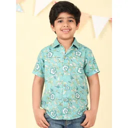 Fabindia Boys Floral Printed Spread Collar Cotton Casual Shirt-picture-49