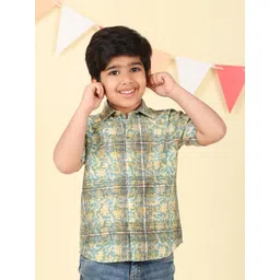 Fabindia Boys Floral Printed Spread Collar Cotton Casual Shirt-picture-53