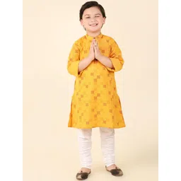 Fabindia Boys Geometric Printed Band Collar Pure Cotton Straight Kurta-picture-29