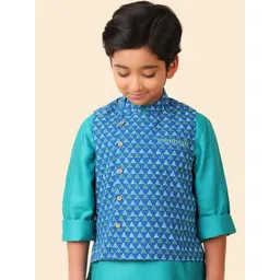 Fabindia Boys Geometric Printed Cotton Open Front Jacket-picture-16