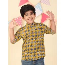 Fabindia Boys Geometric Printed Daily Cotton Straight Short Kurta-picture-16