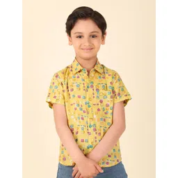 Fabindia Boys Geometric Printed Spread Collar Short Sleeves Casual Shirt-picture-36