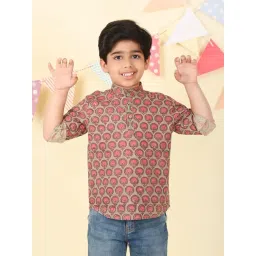 Fabindia Boys Grey Cotton Hand Block Printed Short Kurta-picture-12