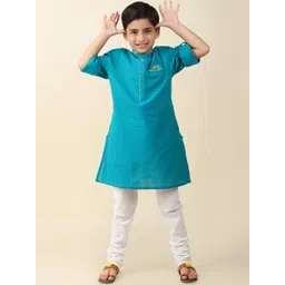 Fabindia Boys Mandarin Collar Cotton Straight Kurta-picture-29