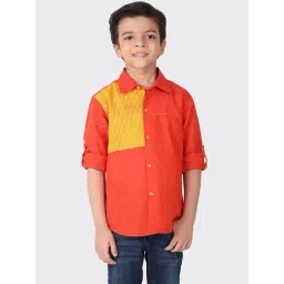 Fabindia Boys Orange & Yellow Cotton Printed Shirt-picture-20