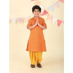 Fabindia Boys Orange Cotton Dobby Long Kurta-picture-15