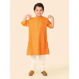 Fabindia Boys Orange Printed Full Sleeves Kurta Long-picture-36