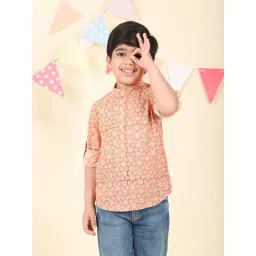Fabindia Boys Peach Cotton Printed Kurta-picture-34
