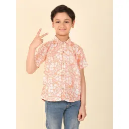 Fabindia Boys Peach Printed Shirt-picture-17