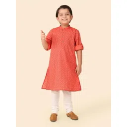 Fabindia Boys Pink Cotton Printed Full Sleeves Kurta-picture-22