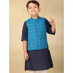 Fabindia Boys Printed Pure Cotton Nehru Jacket-picture-10