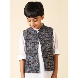 Fabindia Boys Printed Pure Cotton Nehru Jacket-picture-14