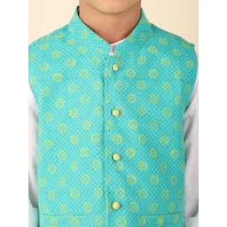 Fabindia Boys Printed Pure Cotton Nehru Jacket image 2