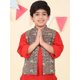 Fabindia Boys Printed Pure Cotton Woven Nehru Jacket-picture-19