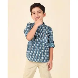 fabindia Boys Printed Regular Fit Shirt with Patch Pocket-picture-12