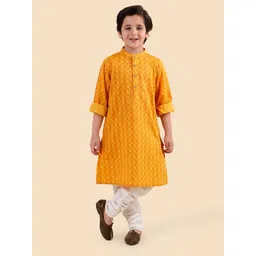 Fabindia Boys Printed Thread Work Mandarin Collar Kurta-picture-21